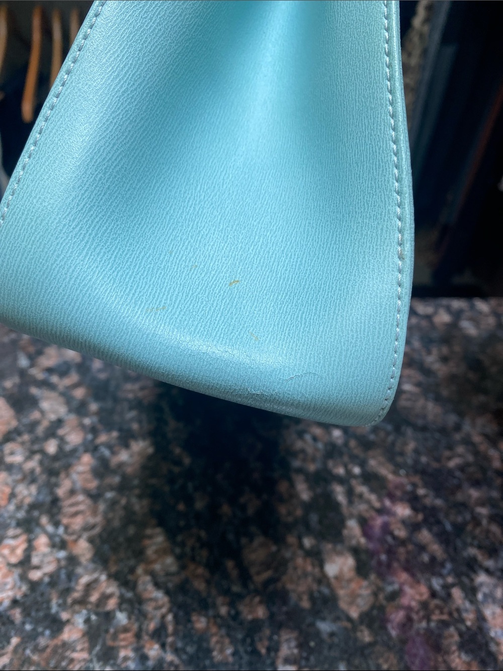 Longchamp Turquoise Leather Top-Handle Tote. GUC. - Picture 10 of 16